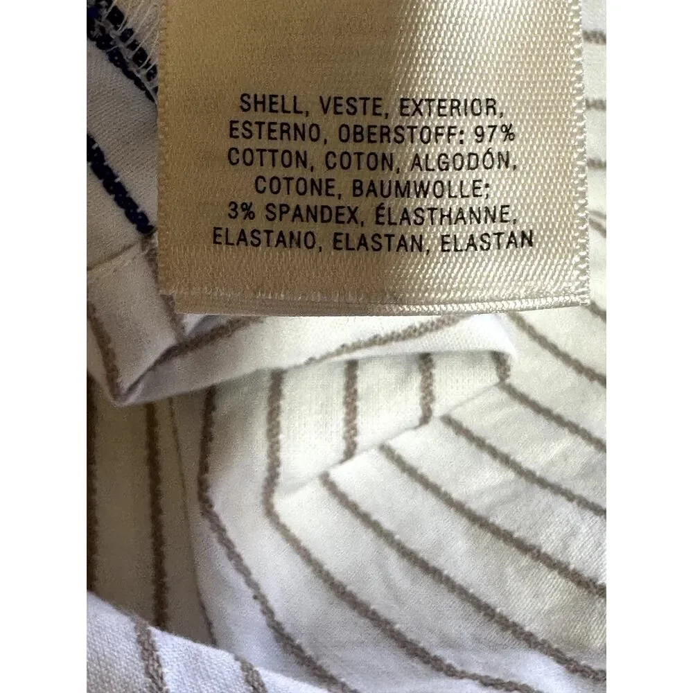 MAEVE ANTHROPOLOGIE Women's Cotton Striped Button Down Peplum Top White Size 10